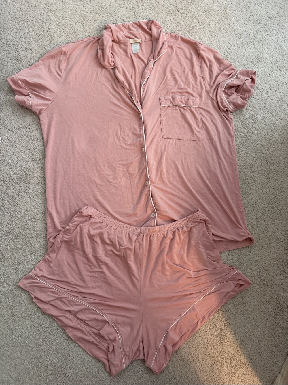 EUC Eberjey Short Sleeve Button Pajama Set in Dusty Pink size L